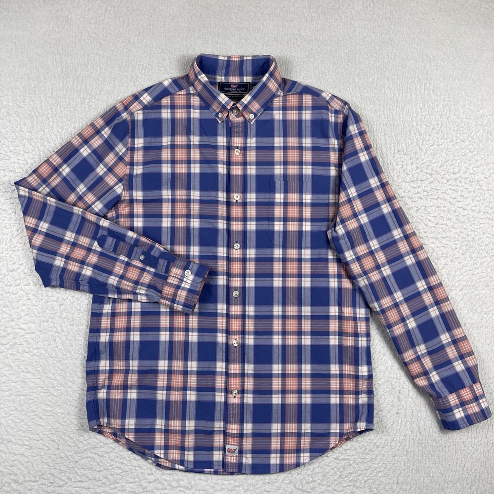 Vineyard Vines Shirt Mens Medium Slim Fit Plaid Murray Preppy Workwear Casual